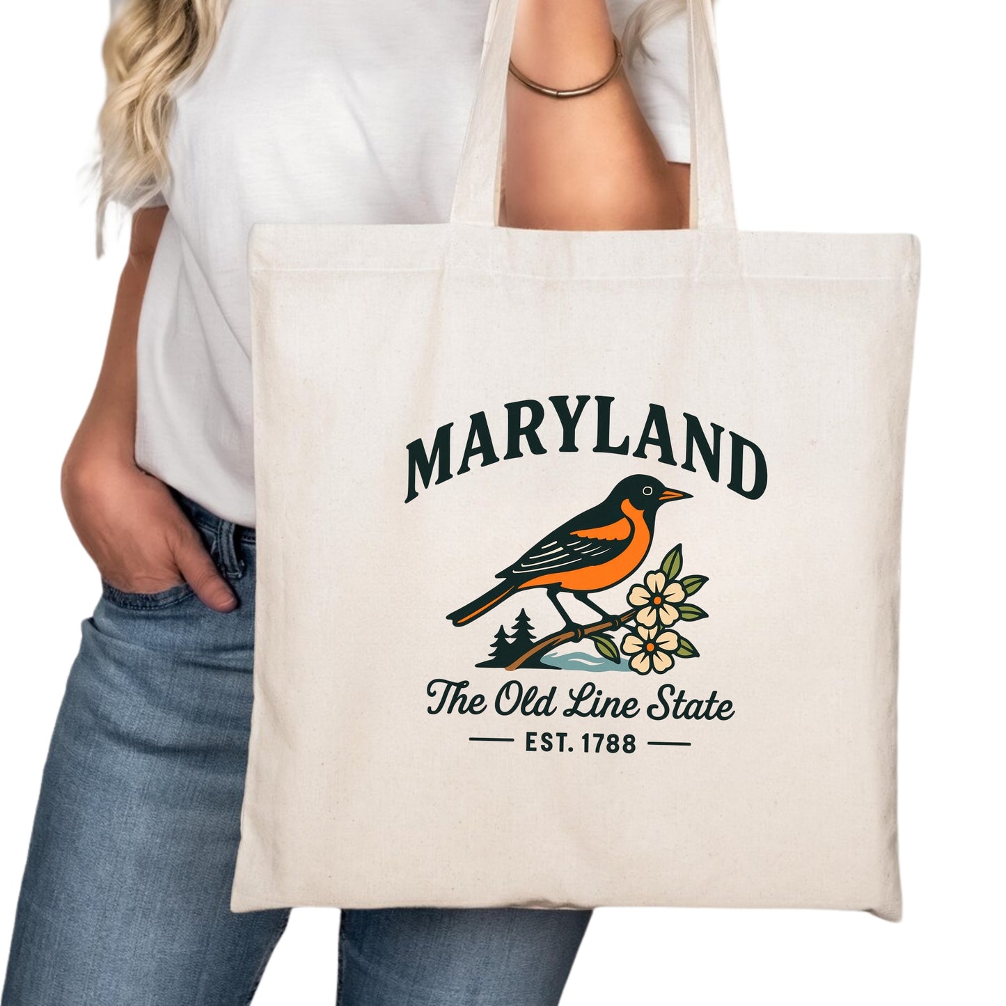 Maryland Tote Bag, Baltimore Columbia Germantown Travel Market Bag