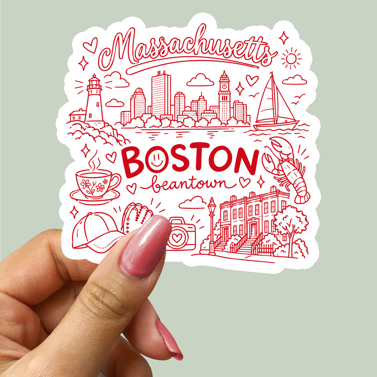 Boston Massachusetts Illustration Sticker