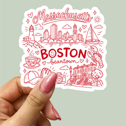 Boston Massachusetts Illustration Sticker