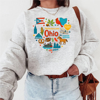 Ohio Kids Sweatshirt – Buckeye State Icons