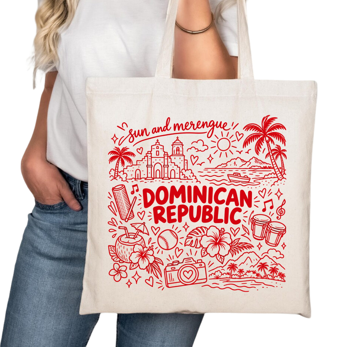 Dominican Republic Symbols Tote Bag