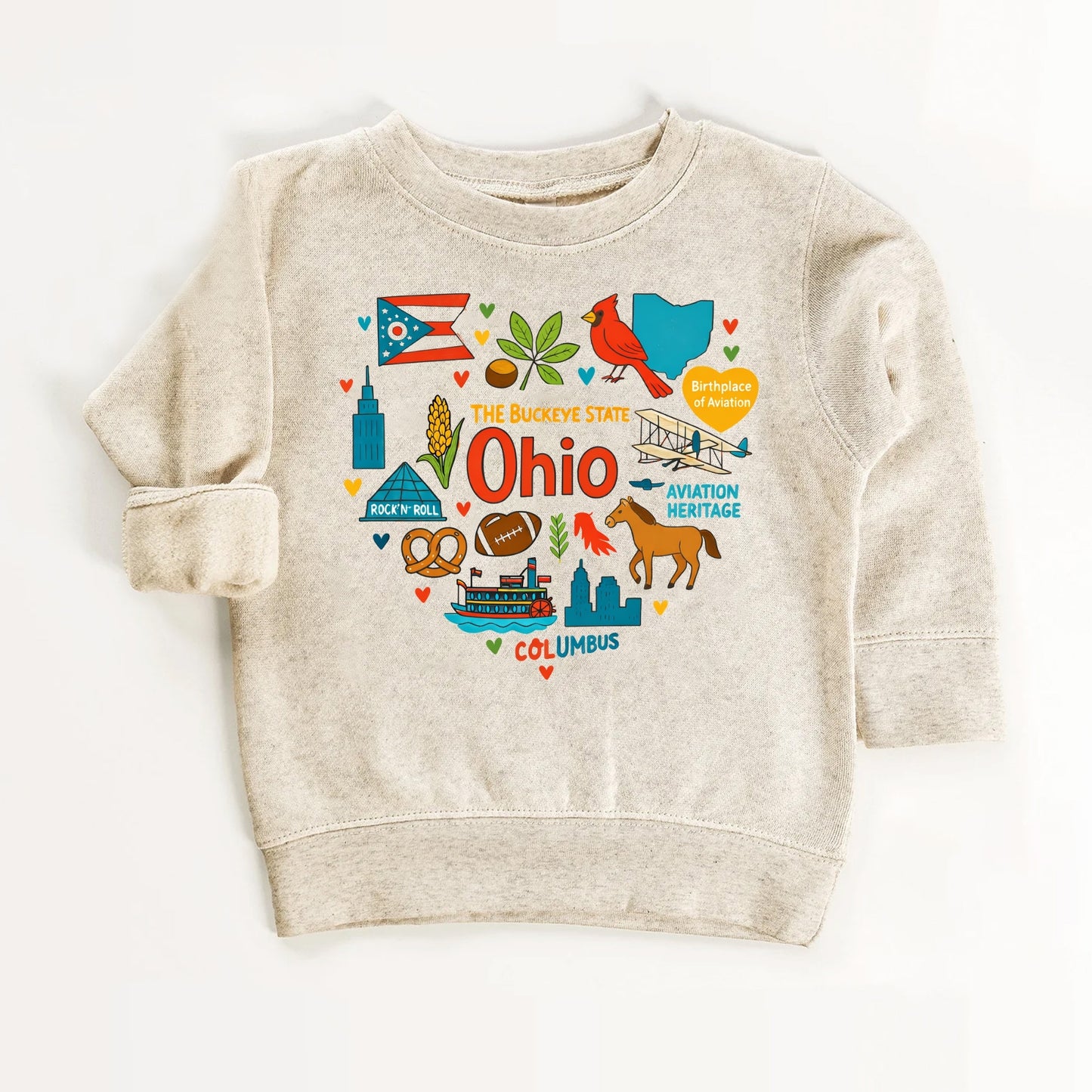 Ohio Kids Sweatshirt – Buckeye State Icons