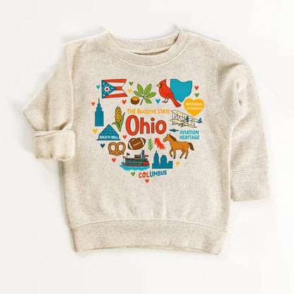 Ohio Kids Sweatshirt – Buckeye State Icons