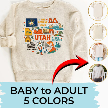 Utah Kids Sweatshirt - Beehive State Icons