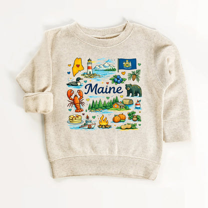 Maine Kids T-Shirt – Pine Tree State Icons