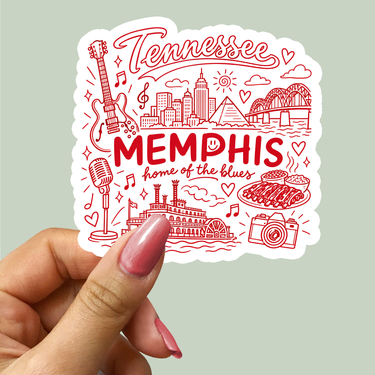 Memphis Tennessee City Illustration Sticker