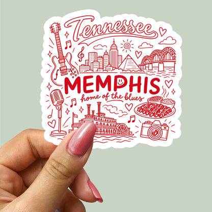 Memphis Tennessee City Illustration Sticker