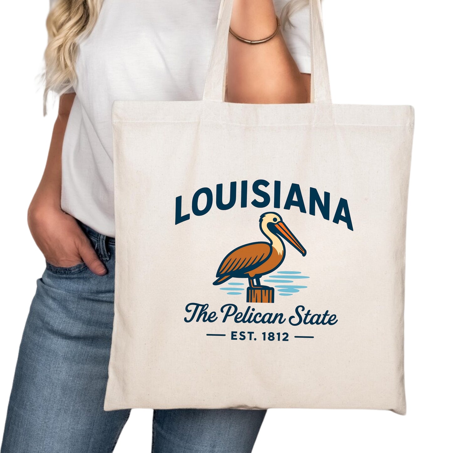 Louisiana Tote Bag, New Orleans Baton Rouge Shreveport Travel Market Bag
