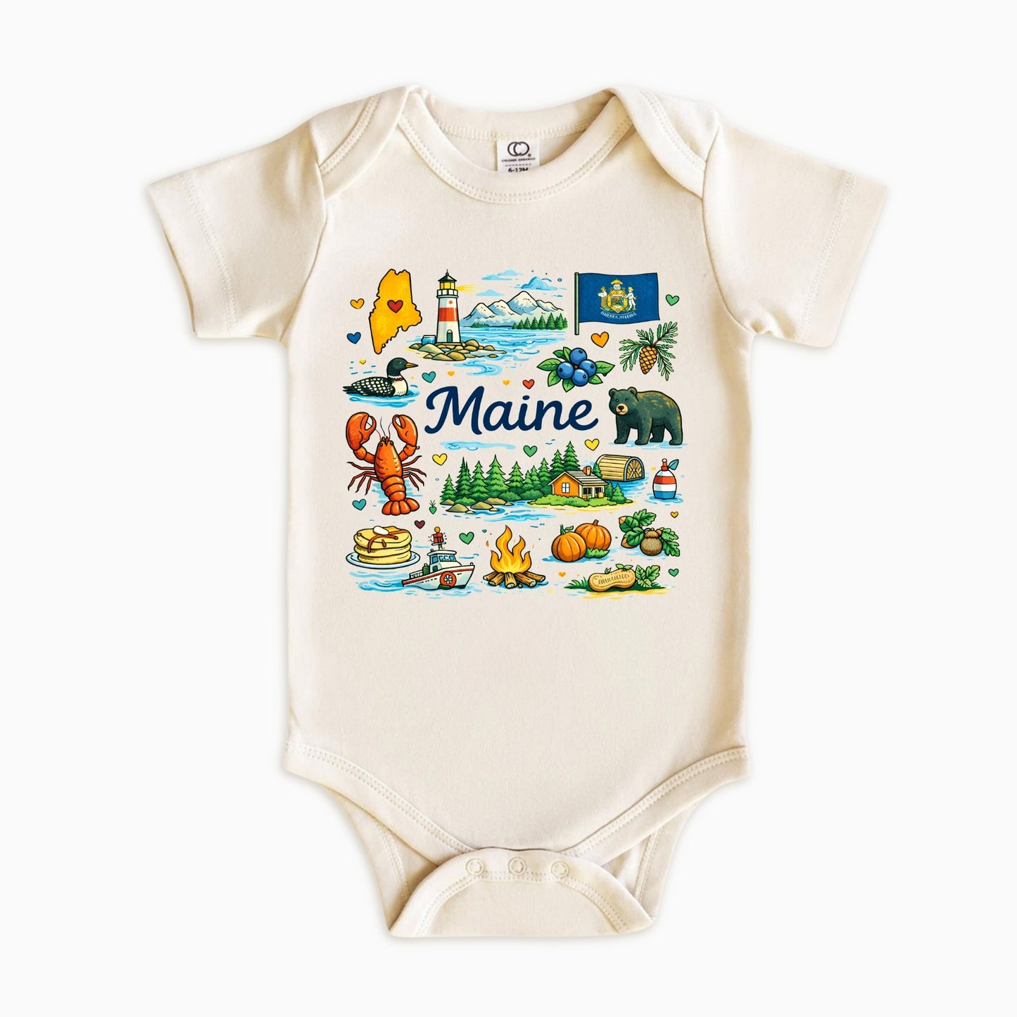 Maine Kids T-Shirt – Pine Tree State Icons