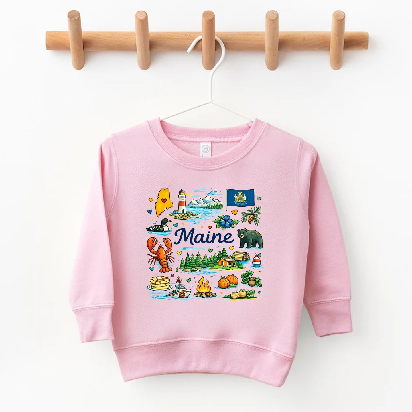 Maine Kids T-Shirt – Pine Tree State Icons