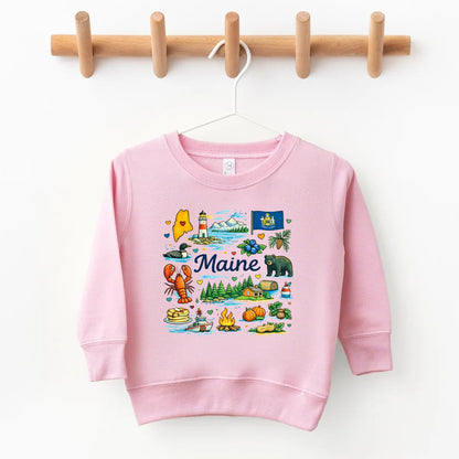 Maine Kids T-Shirt – Pine Tree State Icons