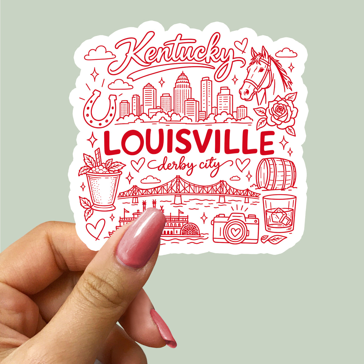 Louisville Kentucky City Symbols Sticker