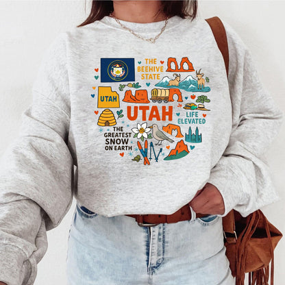 Utah Kids Sweatshirt - Beehive State Icons