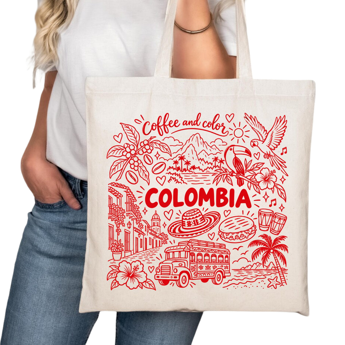 Colombia Symbols Tote Bag