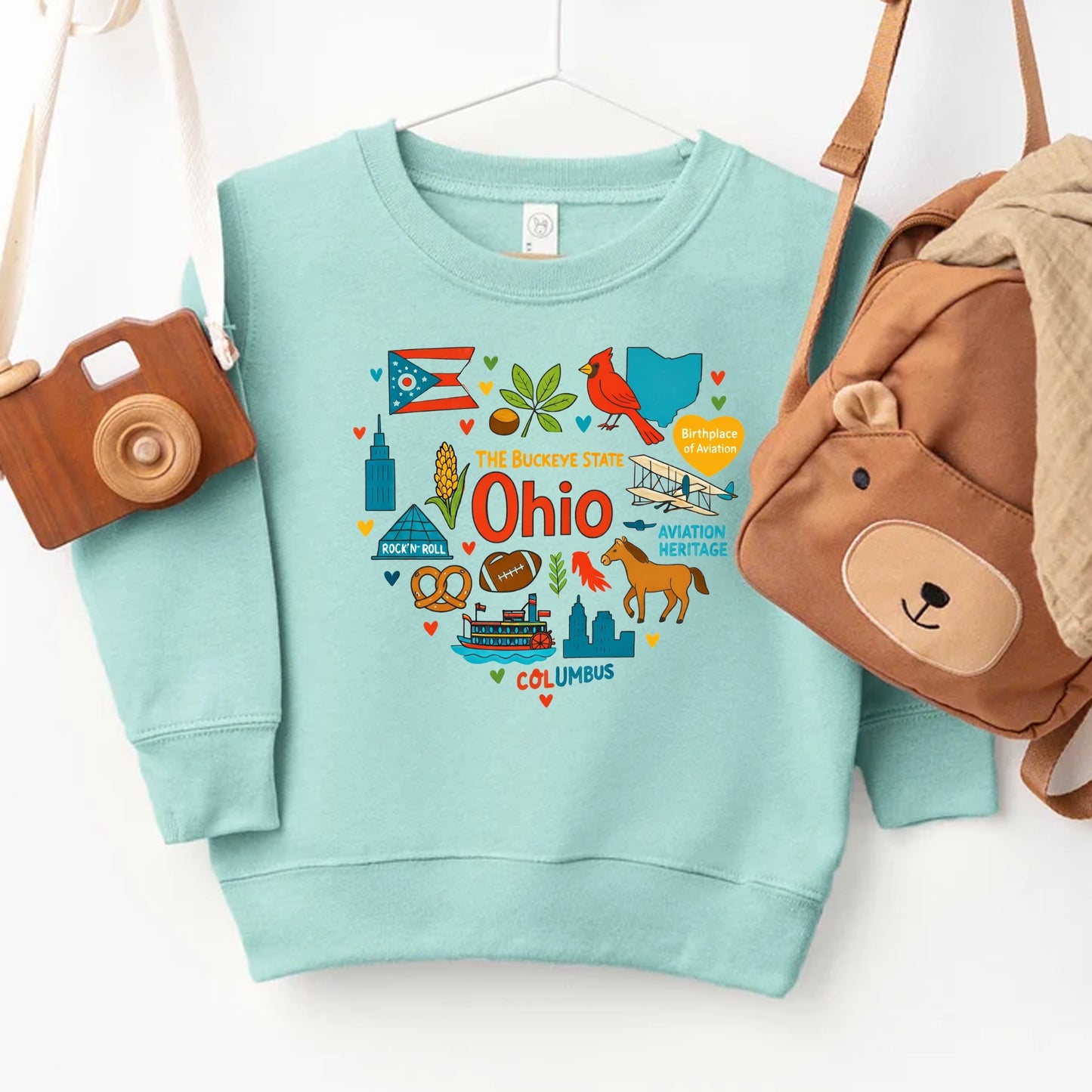 Ohio Kids Sweatshirt – Buckeye State Icons