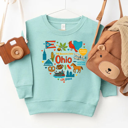 Ohio Kids Sweatshirt – Buckeye State Icons