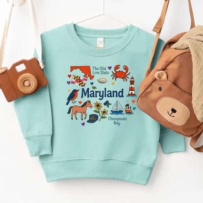Maryland Kids Sweatshirt – Old Line State Icons