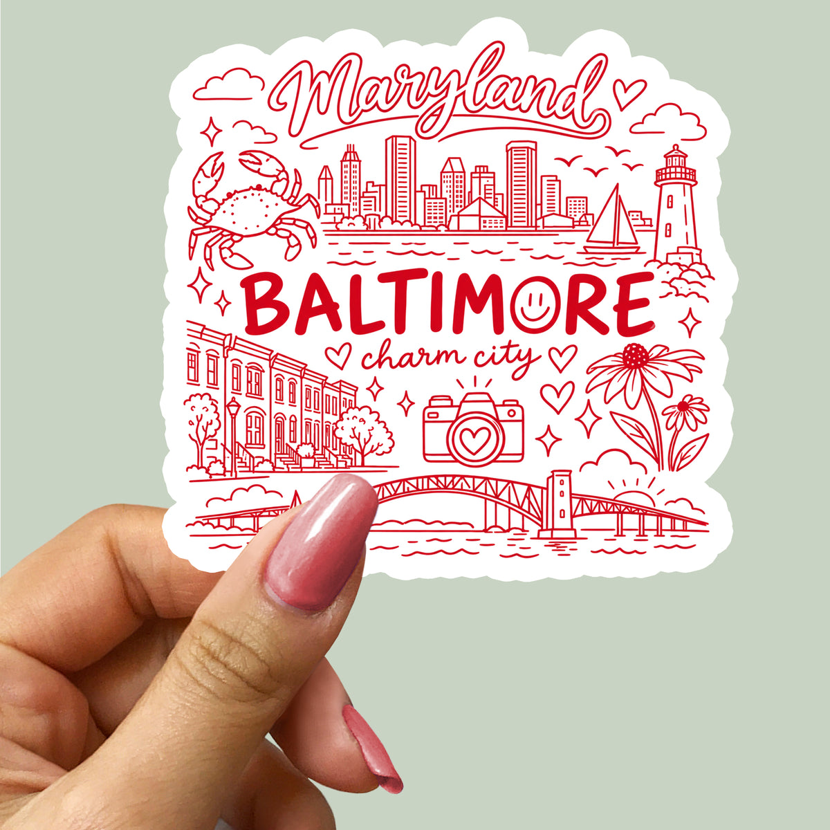Baltimore Maryland Illustration Sticker