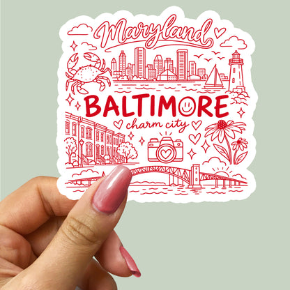 Baltimore Maryland Illustration Sticker