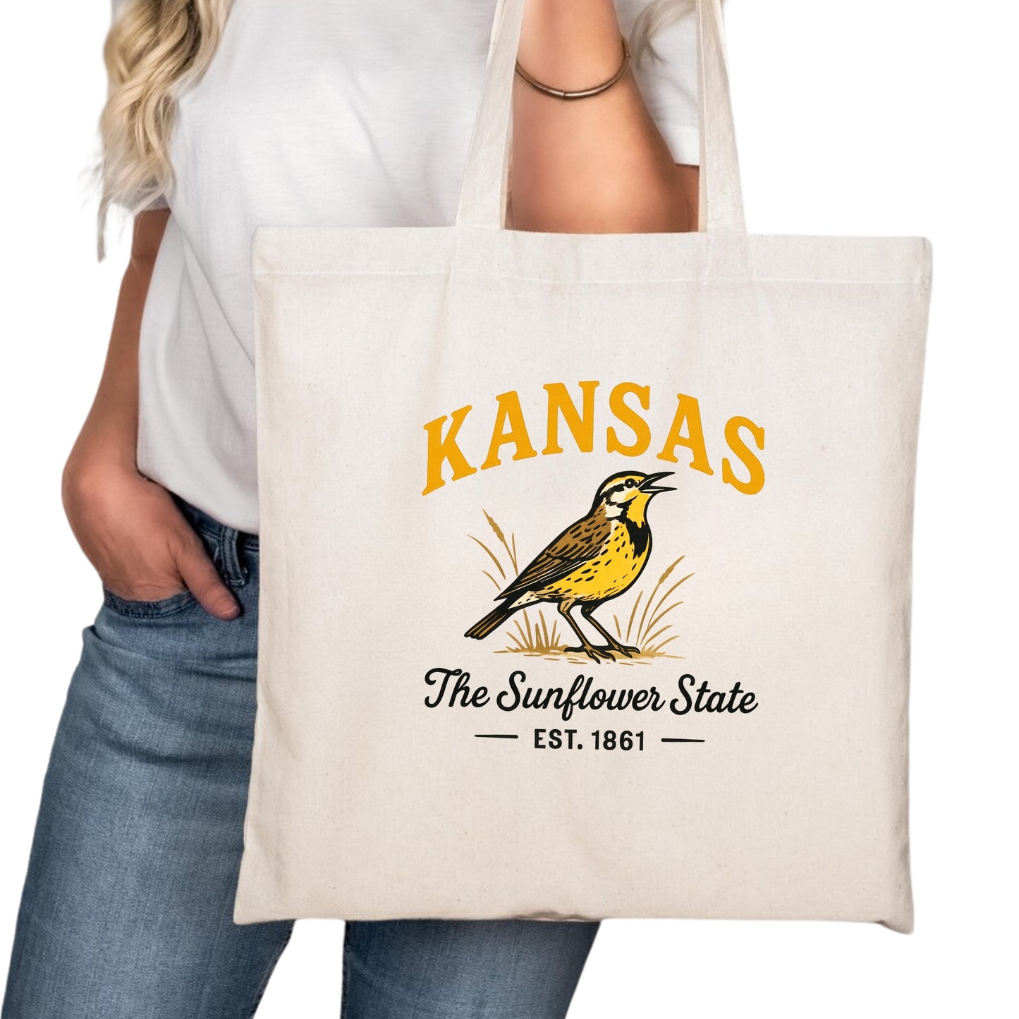 Kansas Tote Bag, Wichita Overland Park Kansas City Travel Market Bag