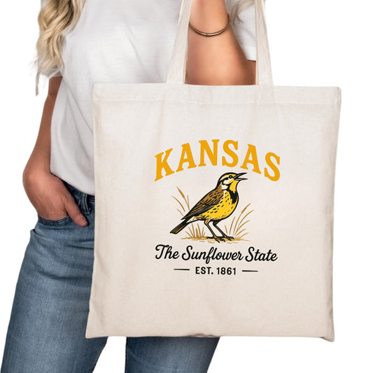 Kansas Tote Bag, Wichita Overland Park Kansas City Travel Market Bag