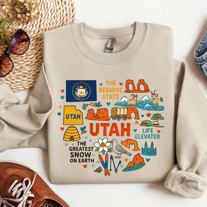 Utah Kids Sweatshirt - Beehive State Icons