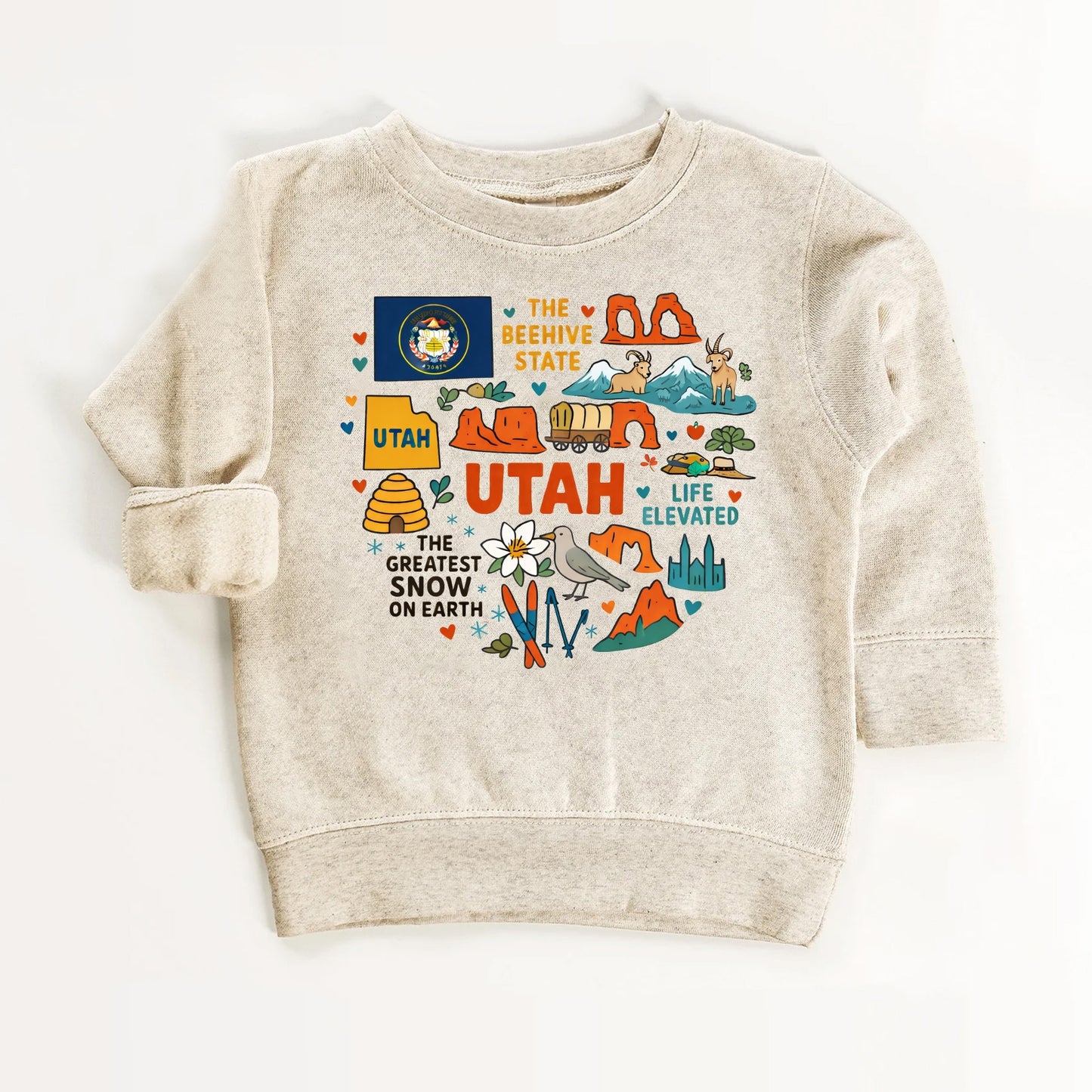 Utah Kids Sweatshirt - Beehive State Icons