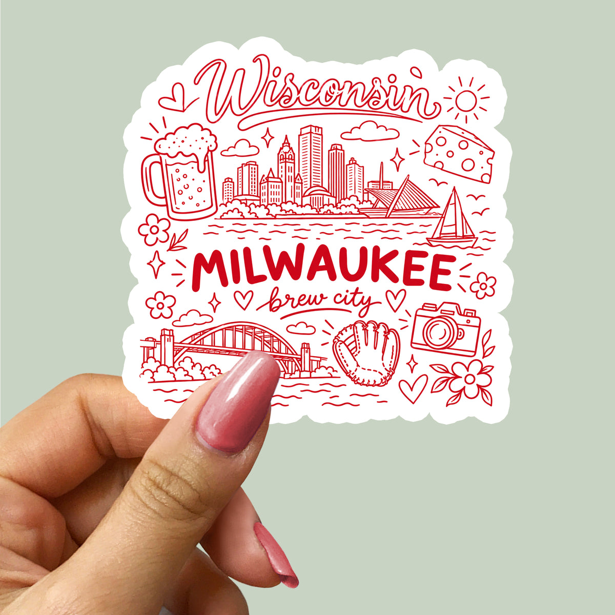Milwaukee Wisconsin City Illustration Sticker