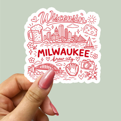 Milwaukee Wisconsin City Illustration Sticker