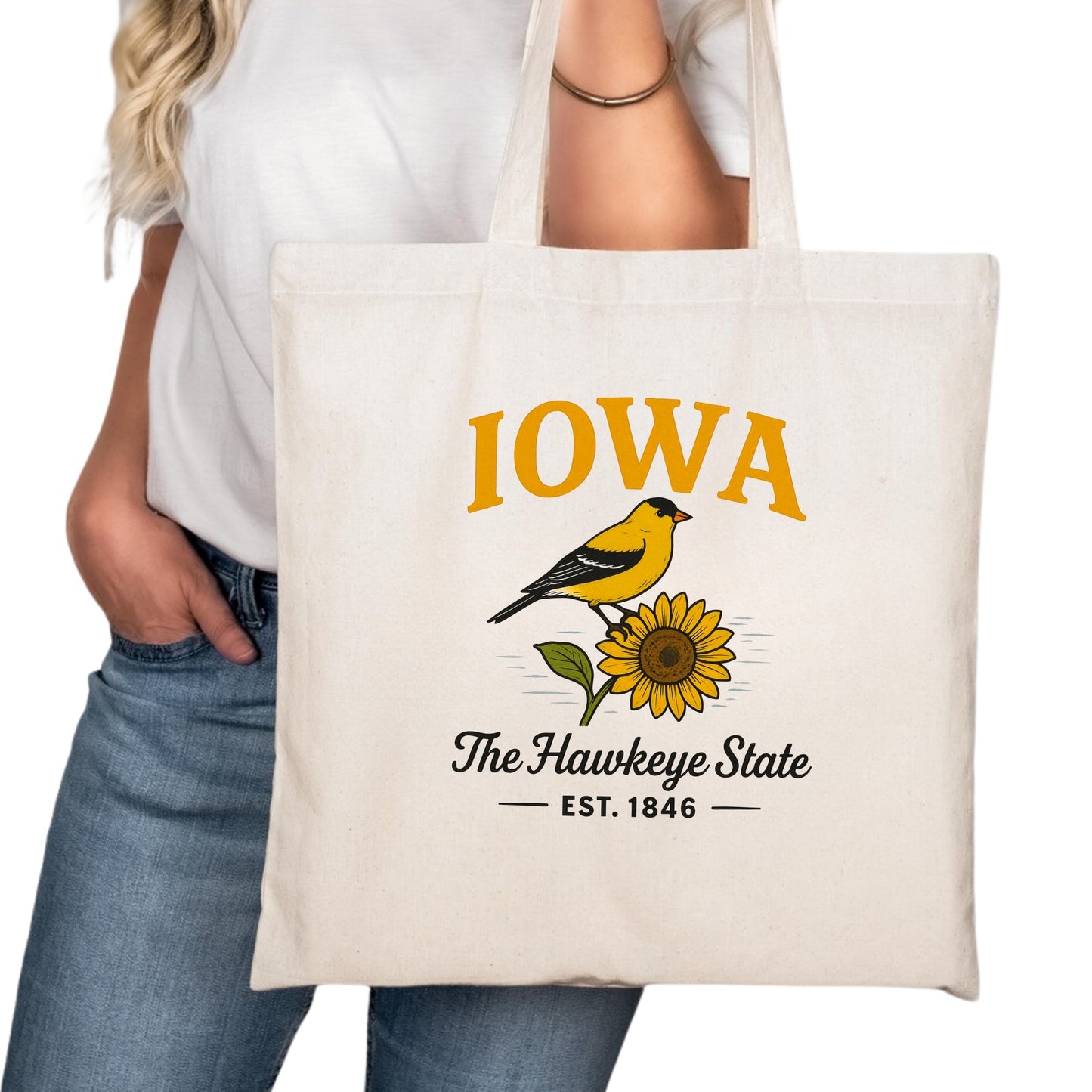Iowa Tote Bag, Des Moines Cedar Rapids Davenport Travel Market Bag