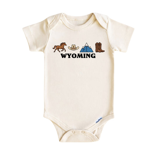 Wyoming Baby Onesie ®, Cowboy State Baby Bodysuit for Boys Girls