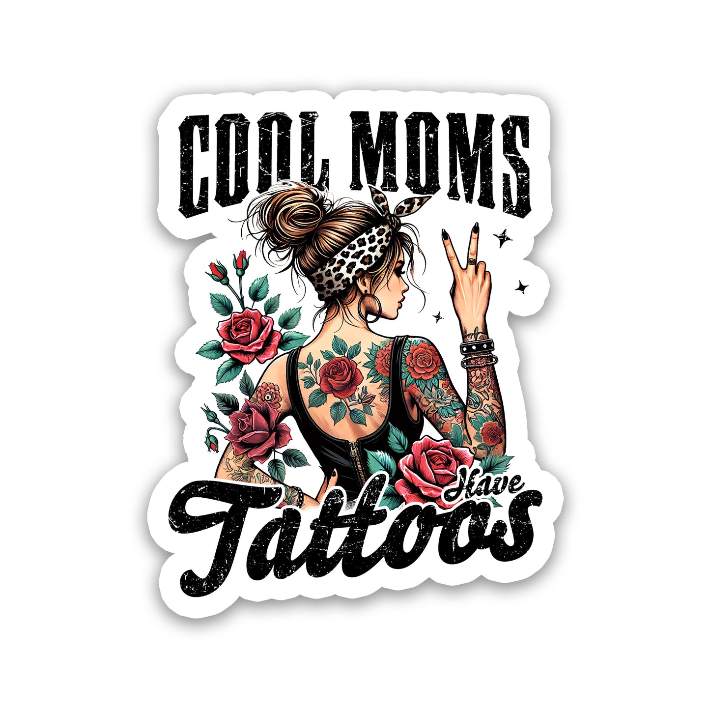 Cool Moms Have Tattoos Vintage Anchor Sticker