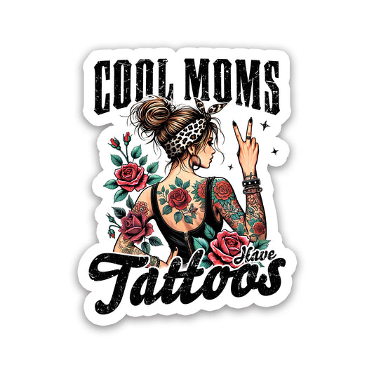 Cool Moms Have Tattoos Vintage Anchor Sticker