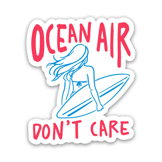 Ocean Air Don’t Care Surfer Girl Summer Sticker