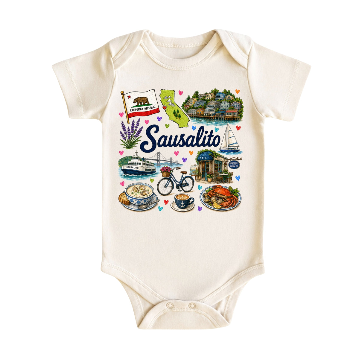 Sausalito California Baby Bodysuit for Boys Girls