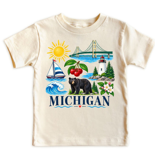 Michigan Kids T-Shirt for Boys Girls