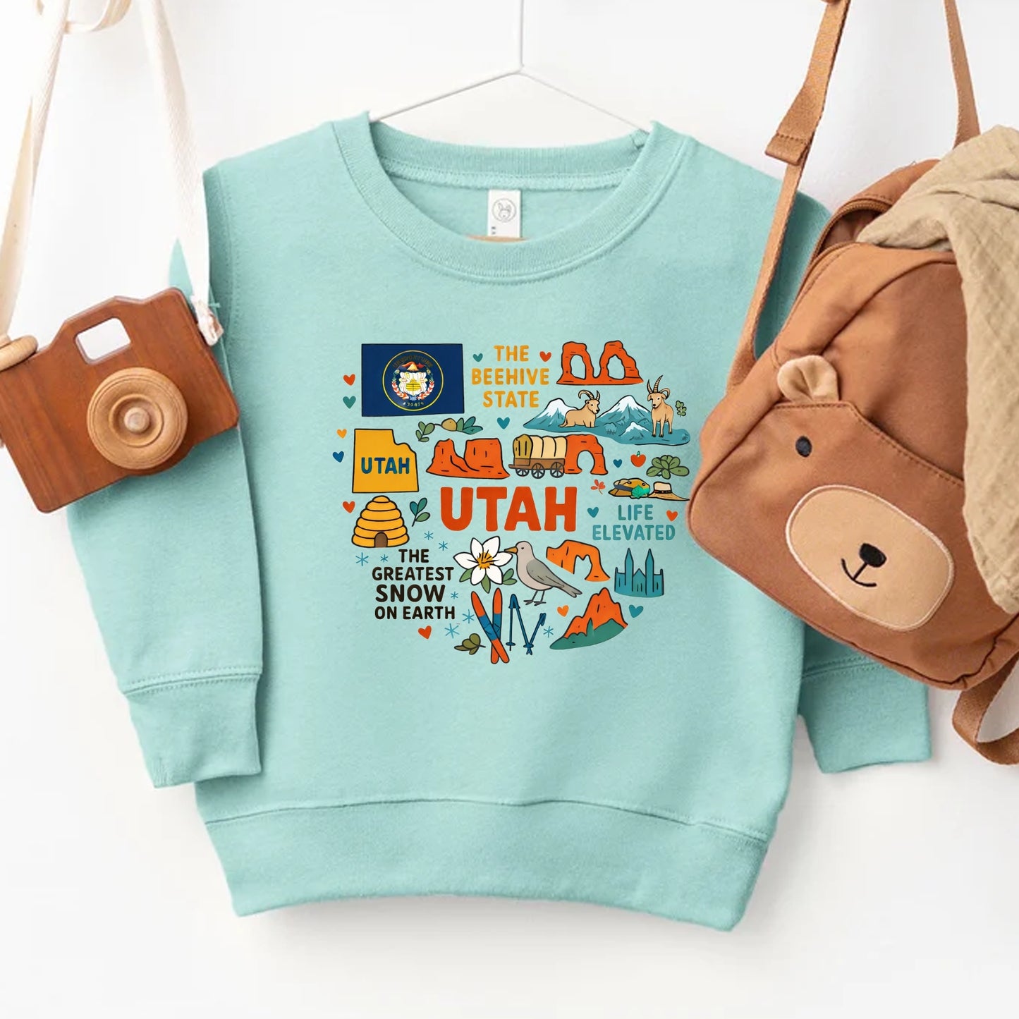 Utah Kids Sweatshirt - Beehive State Icons
