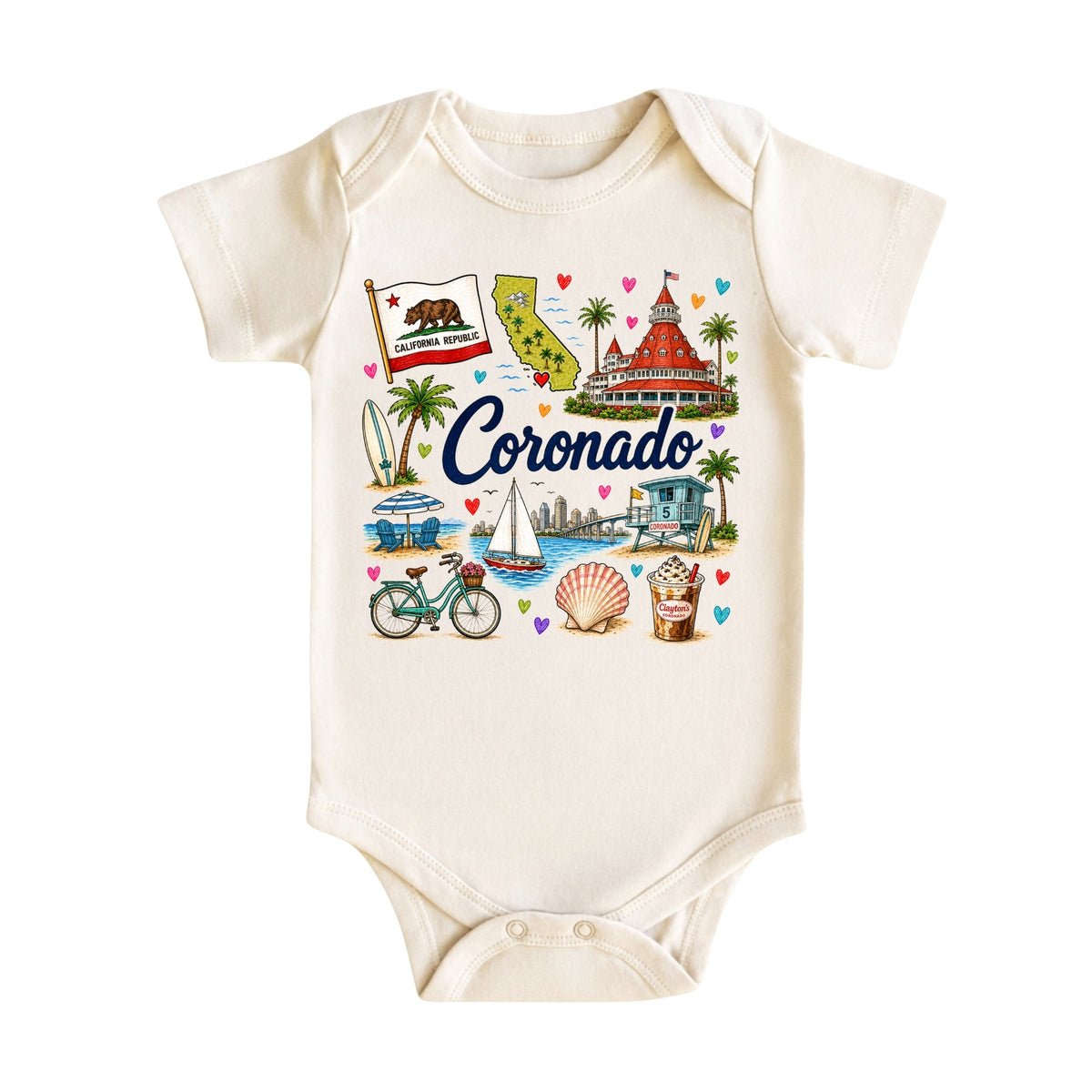 Coronado California Baby Bodysuit for Boys Girls