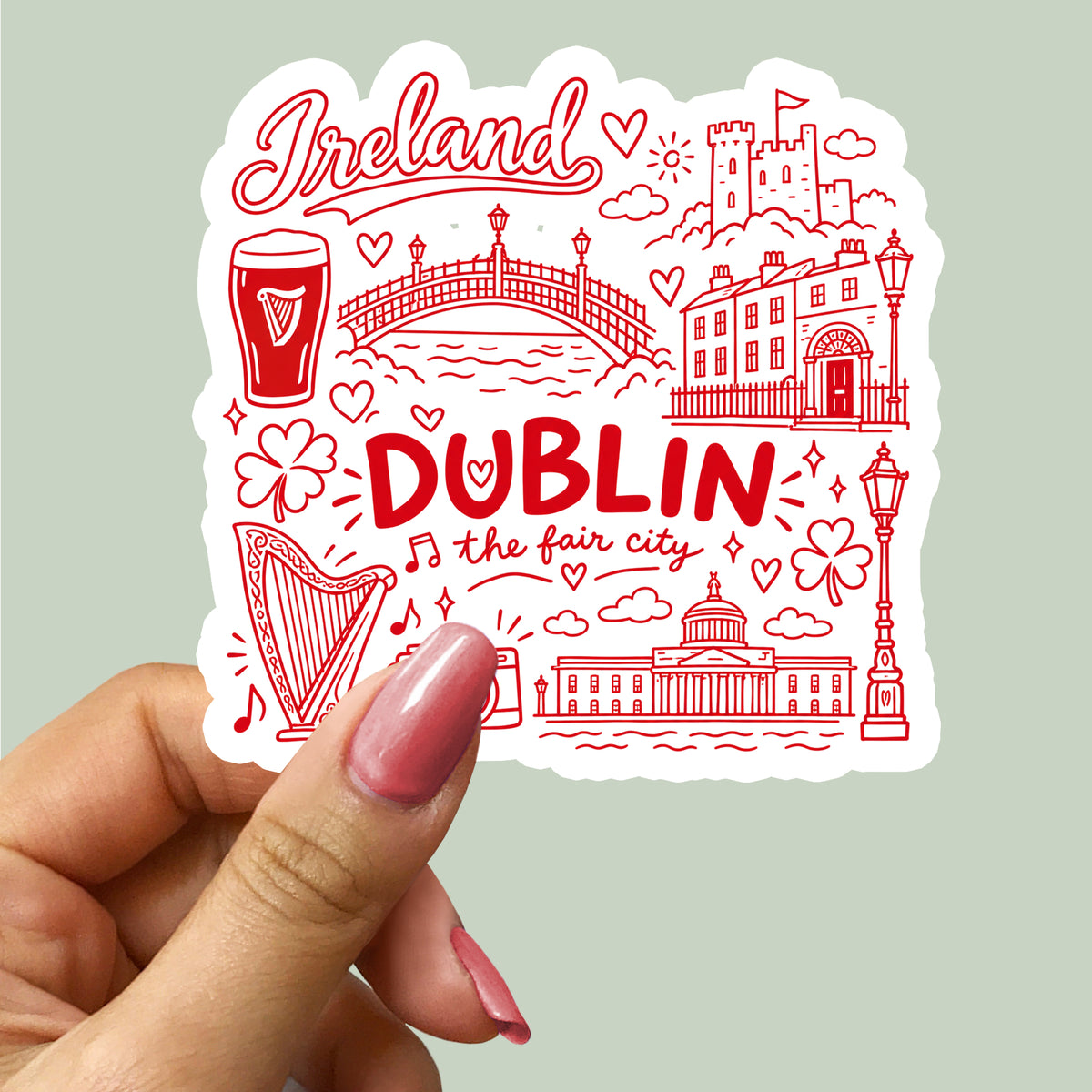 Dublin Ireland City Illustration Sticker