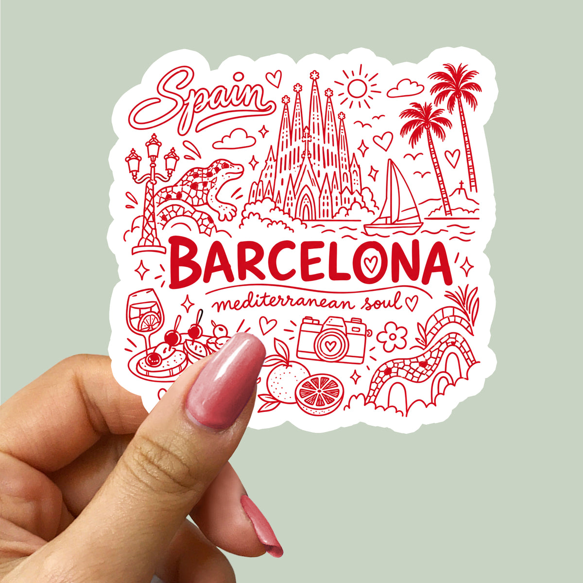 Barcelona Spain City Illustration Sticker