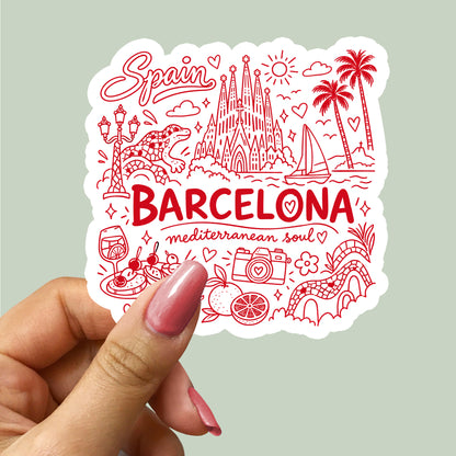 Barcelona Spain City Illustration Sticker