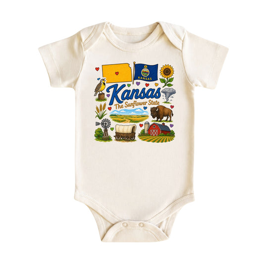 Kansas Baby Bodysuit for Boys Girls