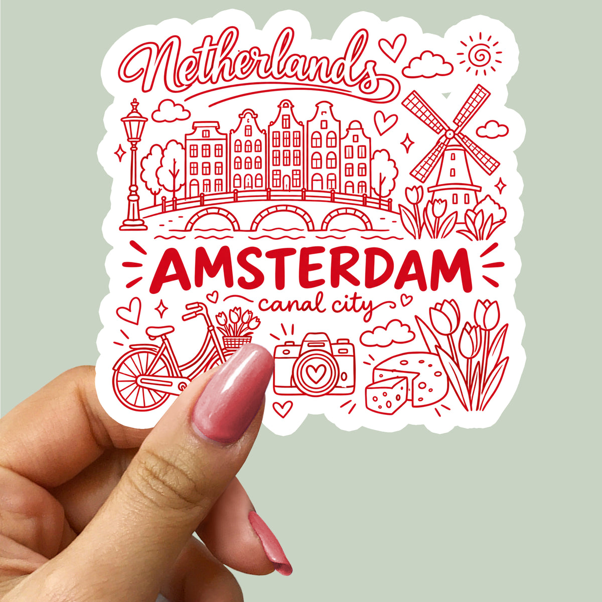 Amsterdam Netherlands Illustration Sticker