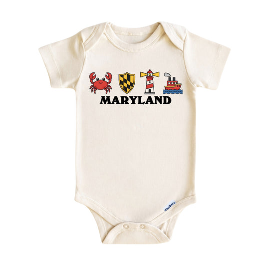 Maryland Baby Onesie ®, Old Line State Baby Bodysuit for Boys Girls