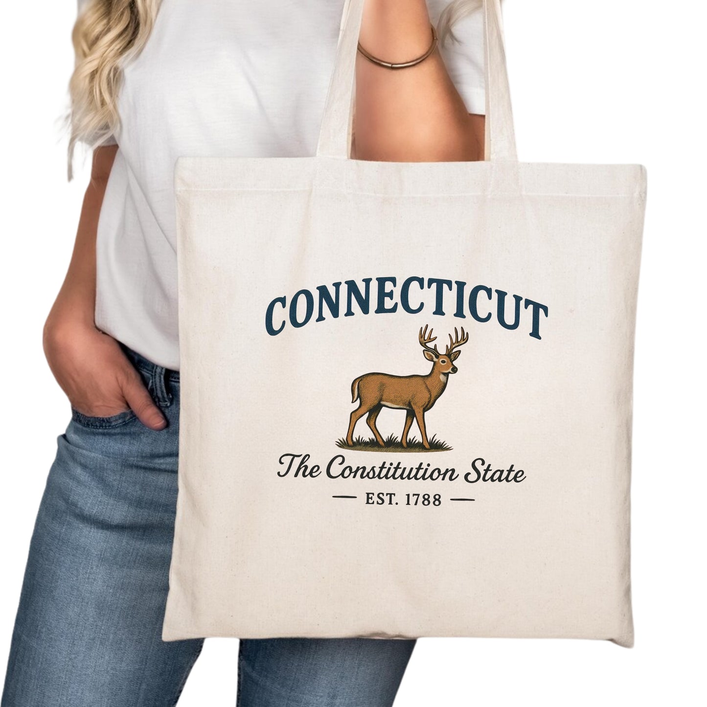 Connecticut Tote Bag, Bridgeport New Haven Stamford Travel Market Bag