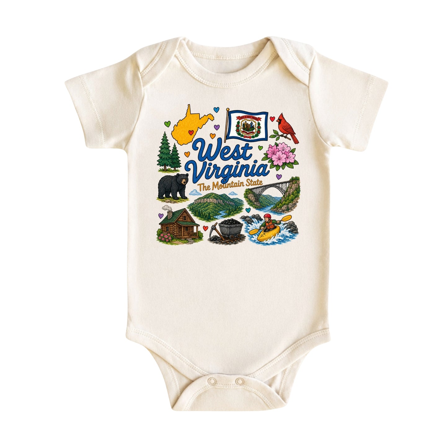 West Virginia Baby Bodysuit for Boys Girls