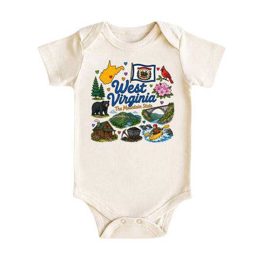 West Virginia Baby Bodysuit for Boys Girls