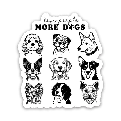 Less People More Dogs Minimalist Sticker