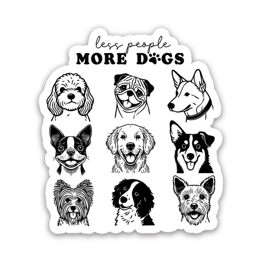 Less People More Dogs Minimalist Sticker