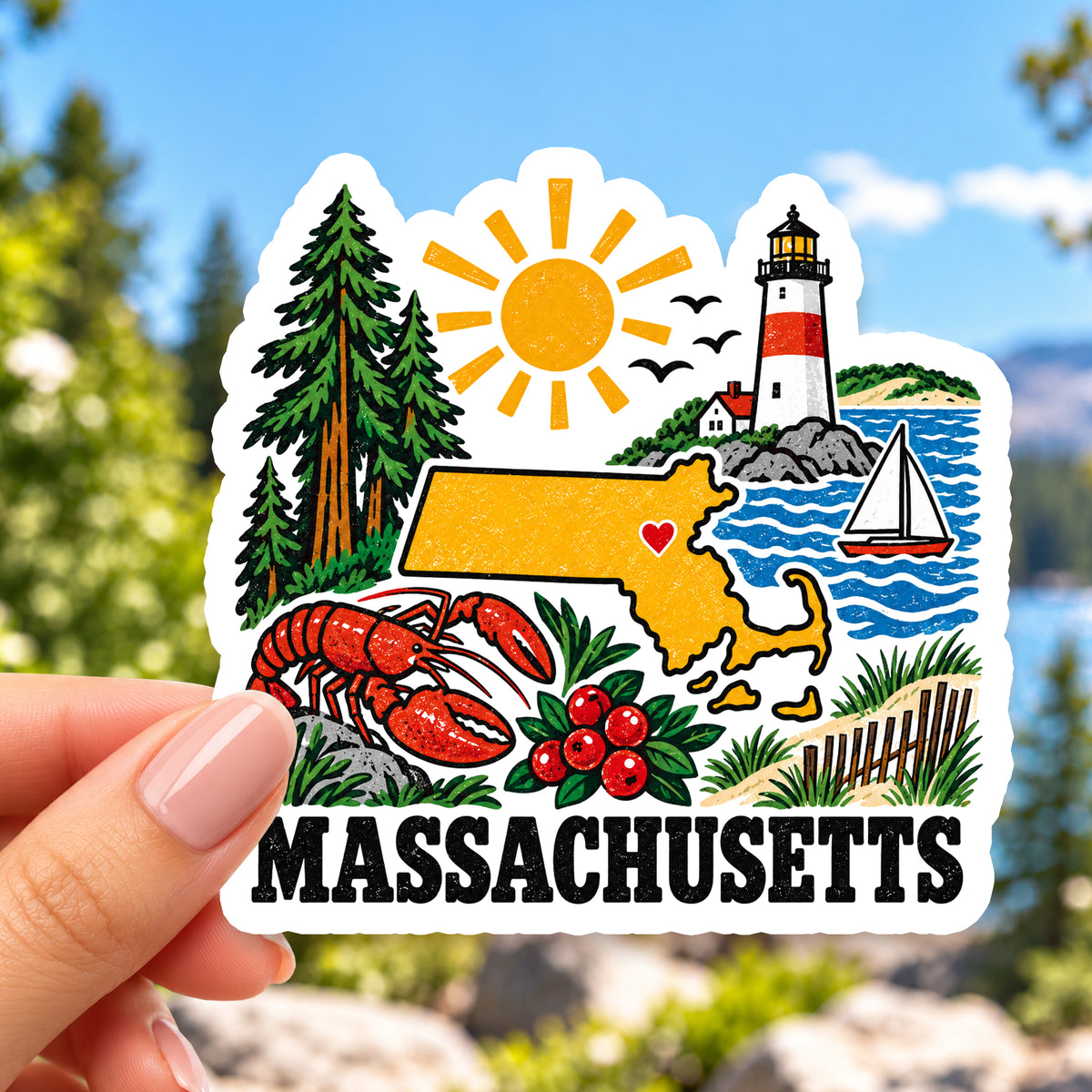 Massachusetts Retro Sticker